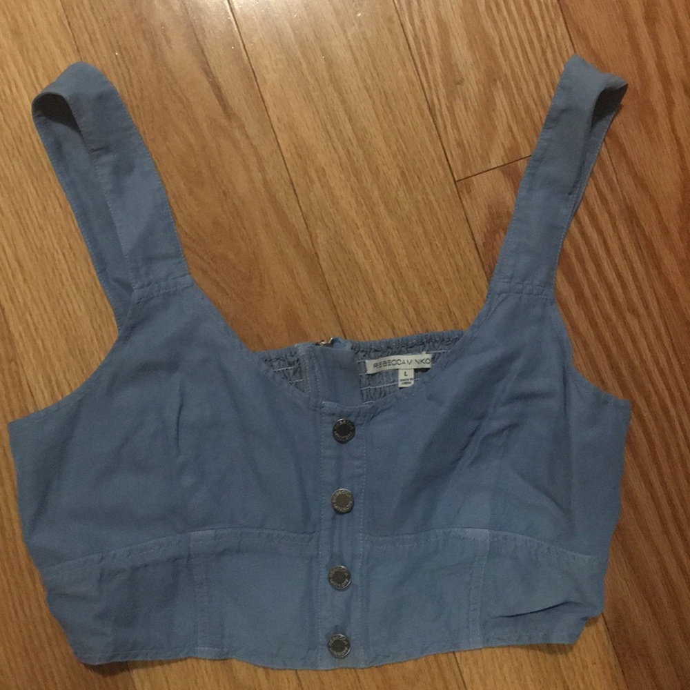 Rebecca minkoff blue crop top NWOT large